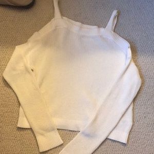 White Express Cold Shoulder Sweater NWOT
